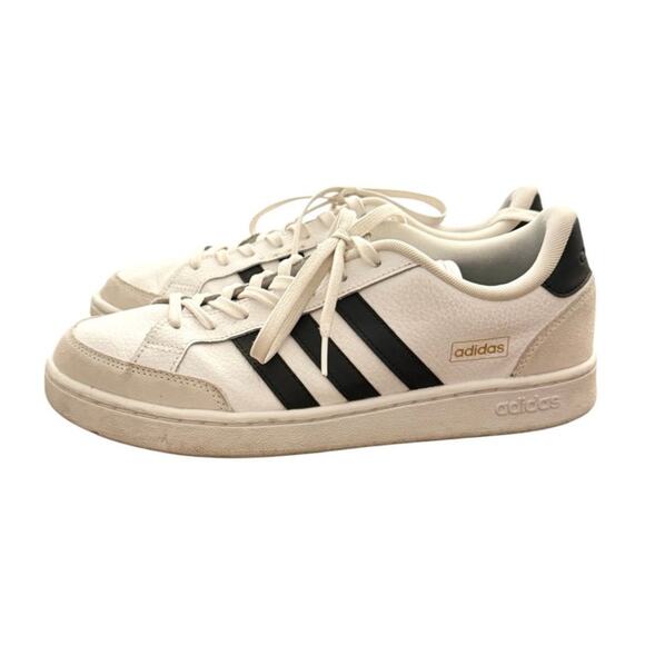 Adidas White Black Stripe Leather Sneakers Men’s Size 10 Classic Lace Up Shoes main image 4